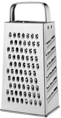 FLORINA Vierkantreibe Küchenreibe groß aus Edelstahl, 23 cm, 4 Reibeflächen, Hobel für Gemüse, Obst, Käse, Spülmaschinengeeignet, Edelstahlreibebe zum groben, feinem Raspeln