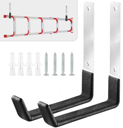 AccEncyc Heavy Duty Garage Hooks, 2Pcs Stainless Steel Wall Mount Hooks, 50lb Weight Capacity, for Garden Hose, Bike, Ladder, Tool Organizer