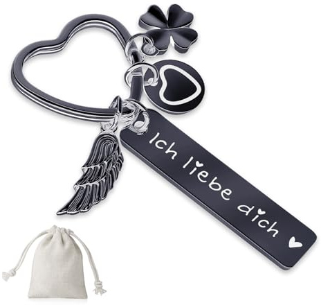 Sugeru Herz Schlüsselanhänger | Ich liebe dich! | Schutzenge l Schlüsselanhänger auto Personalisiert | Geschenke für Führerschein Geburtstag Weihnachten Frauen Freundin Mama Tochter