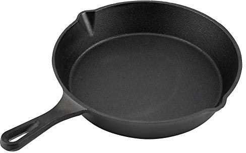Cocoarm Padella in ghisa, diametro 27 cm, padella in ghisa, padella in ghisa, per fornelli, forno, barbecue, cottura a induzione, cucina