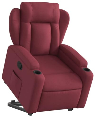 vidaXL Reclinerfåtölj med uppresningshjälp vinröd tyg