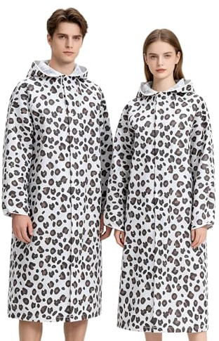 Aolegoo 2 stycken regnponcho, tjockare återanvändbar vattentät poncho för cykel, vandring, fiske, konsert, Leopard, one size