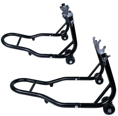 VA-Cerulean Cavalletto di montaggio per moto, manubrio anteriore, posteriore, per lavori di manutenzione e montaggio su moto fino a 600 kg, nero