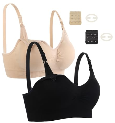 Seitop Lot de 2 Soutiens-Gorge d'allaitement pour l'allaitement, Soutien-Gorge de maternité, sans Armatures, sans Couture, pour femmeSoutien