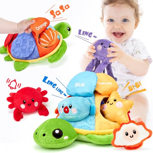 hahaland Baby Spielzeug für 6 12 Monate, Schildkröten Sensorikspielzeug zum Kombinieren von Farben, Wörtern und Meerestieren Montessori Lernspielzeug für Kleinkind 1 Jahr Jungen Mädchen