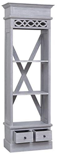 Kangmusi Highboard 60x30x175 cm Massivholz Mahagoni, Grau 337086