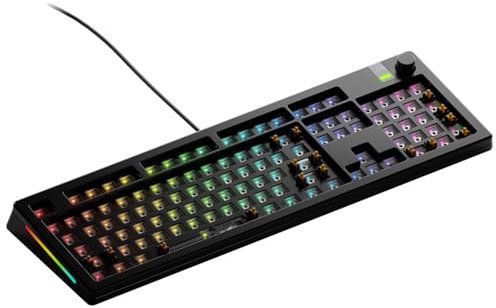 Glorious Gaming GMMK 3 PRO Barebones : kit clavier personnalisé, molette, corps alu et joints modulaires, clavier 100 % (hot swap), mousse insonorisante, plaque de commutation alu, ANSI - Noir