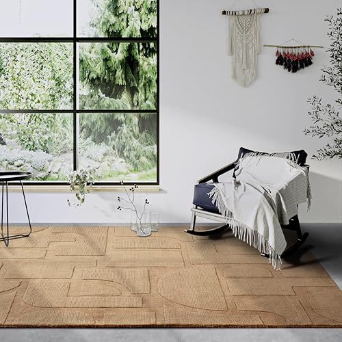 Villeroy & Boch Wollteppich Alexis - Natur Wohnzimmerteppich - Handgewebt & Natürlich - Boho Teppich Wolle für Wohnzimmer, Schlafzimmer, Esszimmer, Flur, Küche – Kupfer Braun, 80x150 cm