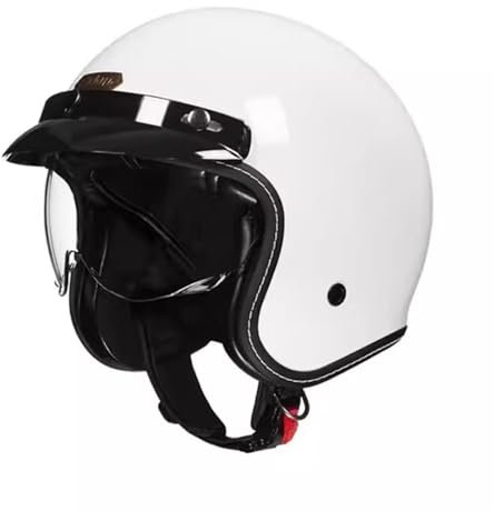 OZXDKJ Retro Motorrad Lokomotive Helme, Motorradhelm, Motorrad Halbhelme, Offener Motorrad Helme Mit Visier, DOT/ECE-Zulassung Motorrad 3/4 Helm, Herren Damen Jethelme Für Chopper Scooter Moped