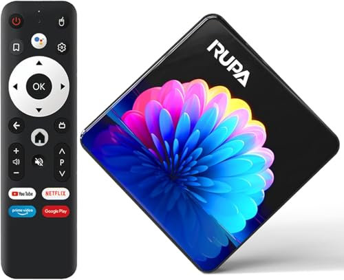 RUPA Android TV Box 13.0, 2025 8K Ultima TV Box con RAM 4GB ROM 32GB WiFi6 Enternet 10/100M Bluetooth 5.0 USB3.0 Supporta 3D HD Cast Screen TV Box