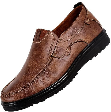 Business Schuhe Herren Flache Slip On Oxfords Leder Schuhe Anzugschuhe Fashion Loafer Casual Rutschfeste Halbschuhe Flache-Schuhe Business Shoes Bequeme Walkingschuhe FüR Formale AnläSse