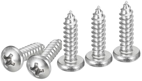 DTGN #8x5/8 Silver Screws - 25Pack - 304 Stainless Steel Pan Head Phillips Screw