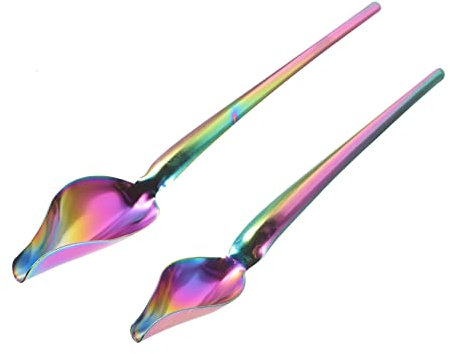 PHENOFICE 2stücke Teiliges Kuchendekorationslöffel Aus Edelstahl Präzise Kuchendekoration Und Soßenlöffel Zum Malen Von Schokolade Dessertsoßen Und Salatdressings Komfortabel Und Robust Für