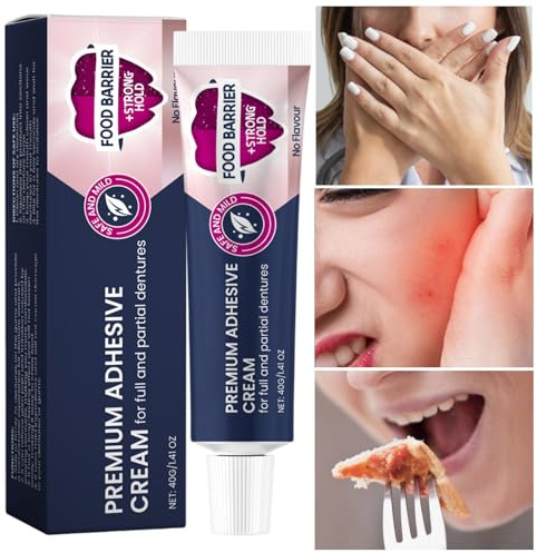 Pegamento para dentaduras postizas Secure,Crema para dentaduras postizas Secure - Crema para dentaduras postizas de 40 g - Crema Adhesiva, Fijación Extra Fuerte para Parte, Inferior o Parciales, Fija
