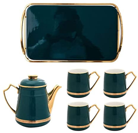 Juego de Té para Adultos Juego De Tazas De Té De Cerámica, Tetera Fría De Lujo Con Luz Nórdica, Taza De Té Simple Phnom Penh Para El Hogar, Juego De Té Con Bandeja Juego de Té para el Hogar(6pcs)
