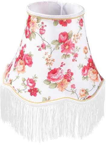 OSALADI Fransen-lampenschirm Aus Stoff Für Tischlampe Vintage-design Dekorativ Und Langlebig Für Schlafzimmer Und Wohnzimmer Einfache Installation Mit Pfingstrosen