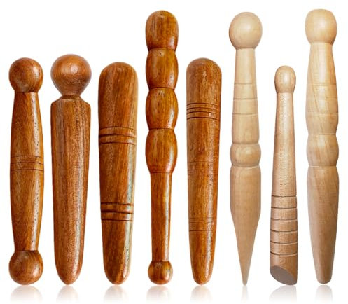 VEGOATY Appareil De Massage Pour Points De Déclenchement: Ensemble De 8 Bâtons De Massage En Bois, Pour La Réflexologie Et L'Acupression, Pour Usage Domestique Et Salon De Beauté (Bois Naturel)