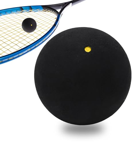 Homirty Squash bollar sport squash boll, gummi squashklubba bollar, enskilda gula prickar, hög studs squashe-boll för nybörjare, tävling och träning