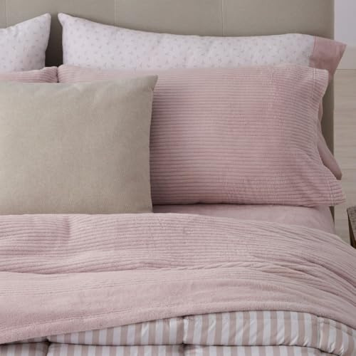 Burrito Blanco | Juego de Sábanas Coralina Invierno Poliéster Cama 180 Nude | 4 Piezas: Bajera, Encimera y 2 Fundas | 100% Poliéster | Cálidas | Extra Suaves | Ligeras | Apto Secadora