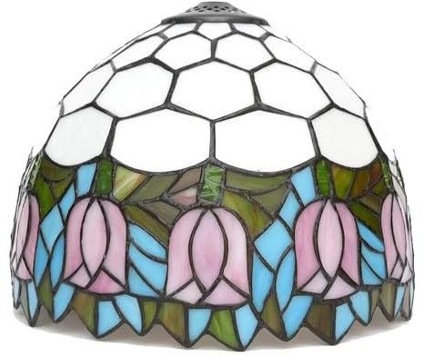 CAFIEDR Abat-Jour de Rechange en Verre teinté Tulipe Rose Uniquement, Abat-Jour de Style Tiffany de 12 Pouces de Large pour Lampes de Table, Lampes suspendues, lampadaires