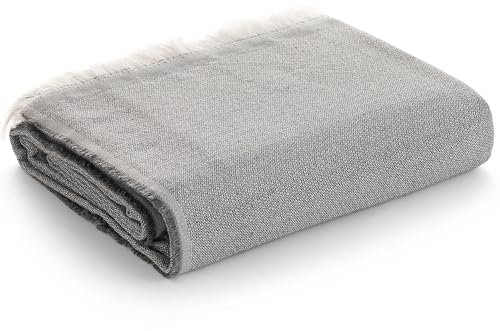 GAMUSI Sofaüberwurf, Mehrzweckdecke, Picknickdecke, Sofaüberwurf, Baumwolle, einfarbig, 180 x 140 cm, Hellgrau