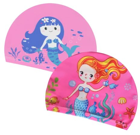 KEQAR gorro de natación elástico de silicona impermeable de 2 piezas, para niñas y niños