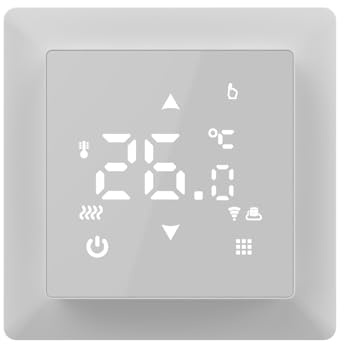 WARMON Design touch screen regolatore di temperatura, termostato intelligente TS100 WiFi per riscaldamento a pavimento elettrico Amazon Alexa & Google Home, colore: bianco