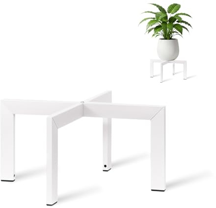 HZ-WONMIO Pflanzenständer für drinnen und draußen, Blumentopfhalter aus Metall, stabiler Pflanzgefäßständer für 12-38cm Töpfe für Garten, Terrasse, Balkon,weiß
