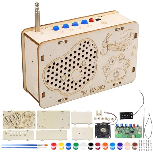 Radio Bausatz, DIY Lautsprecher Bausatz, Kits Holz Radio, Lackierbares Radio Set, Holz Experimente Wissenschaft für Kinder, STEM-Spielzeug für Alter 14+ Jahre, Heimwerker Üben Löten Projekt Kit