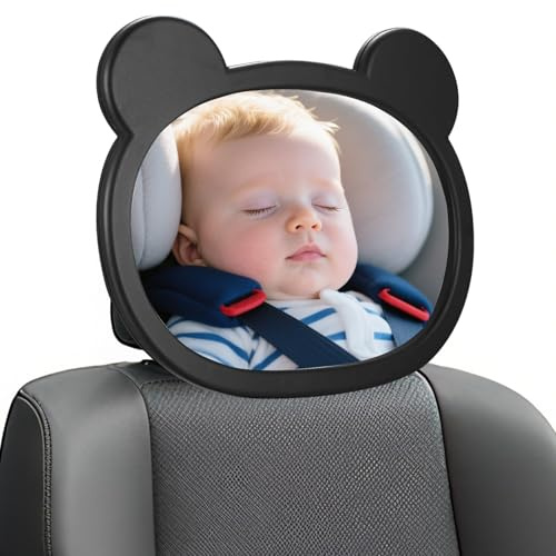 VIVIDRISE Miroir Voiture Bébé, Retroviseur Siege Voiture Bébé avec Sangle à Boucle Réglable, Incassable Automobile Bébé Retroviseur pour Convient à Tous Les Sièges Arrière de Automobile