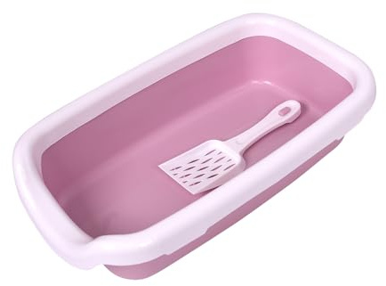 Arenero Gato Mediano Bandeja Higiénica Arenero Gatos Gato Caja De Arena Bandeja Arena para Gatos 47x27x11cm (0241-Rosa)