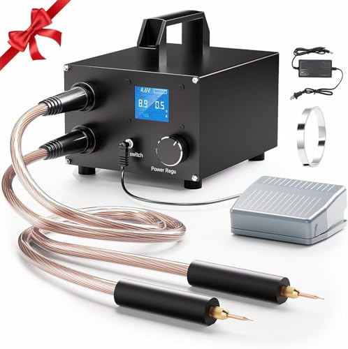 3000F Capacitor Battery Spot Welder with 1.8'' LCD Display,Dual Farad Spot Welder, 250 Gears Adjustable Portable Spot Welder for 0.1-0.3mm Nickel Strip Welding, Ideal for Battery Pack Making