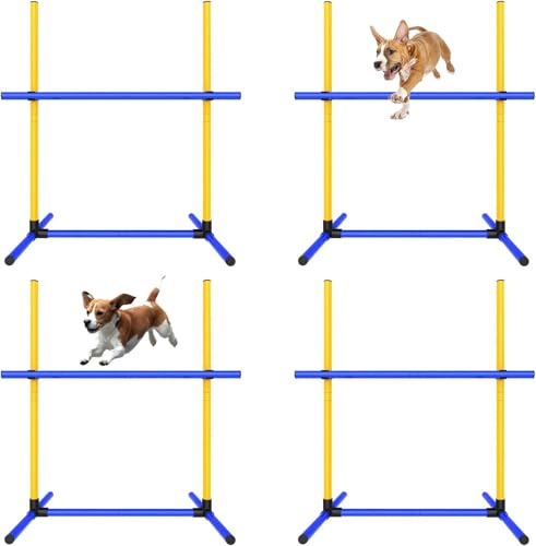 Dog Agility Course Backyard Set 4-teiliges Agility-Trainingsgerät mit Sprungstange, Reifen, Webstangen, Pausenbox & Tasche - Indoor/Outdoor Hund Hindernislauf & Übung Spielset (5)