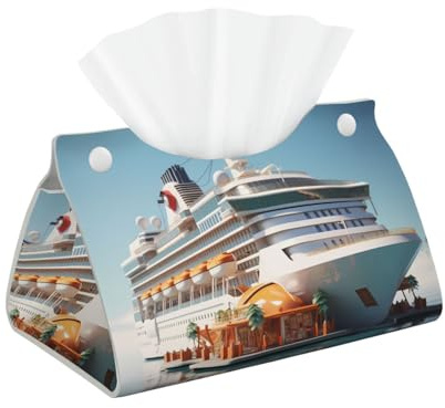 WZYWHJ Nave da crociera stampa asciugamani di carta rettangolare porta fazzoletti con cinturino inferiore borsa decorativa moderna