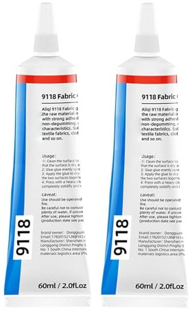 15ml Clear Fabric Glue | Permanent & Washable Adhesive for Patches Waterproof | Ideal for All Fabrics Clothes Leather Doll Repair (2pcs)