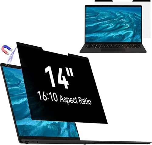 Mamol Magnetic Laptop Privacy Screen 14 inch 16:10 Aspect Removable Anti Glare Protector Blue Light Privacy Screen Filter,Filter Shield Compatible with HP/Dell/Acer/Asus/Samsung/Lenovo/Thinkpad Envy