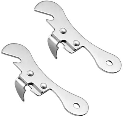 2 abrelatas manuales de acero inoxidable plateado, accesorios de cocina multifuncionales, abrelatas manuales, manual (idioma español no garantizado)