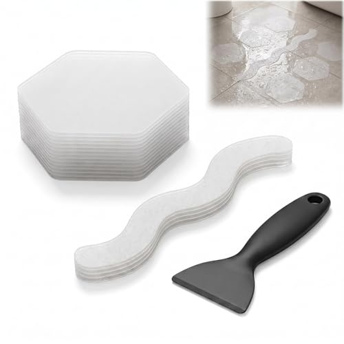 HETKRVN 48 Pack Non Slip Stickers for Bath with Scraper Transparent | Self Adhesive Bath Grip Stickers, Waterproof Non-Slip Stickers for Shower and Bathtub Floor