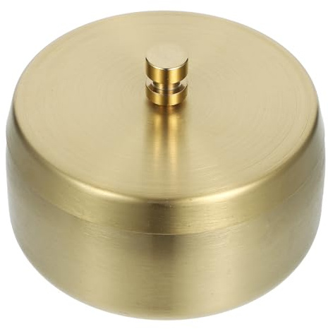 FIXOSHEE Stylish Stainless Steel Ashtray with Lid, Windproof and Weather-resistant Design for Outdoor Use, Modern Golden Desktop Ash Tray Suitable for Home or Office