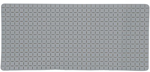 MSV – rutschfeste Badematte – Quadro-Gummi – 36 x 76 cm – Grau – Modernes Design für EIN sicheres Badezimmer – Strukturierte Oberfläche für optimalen Halt