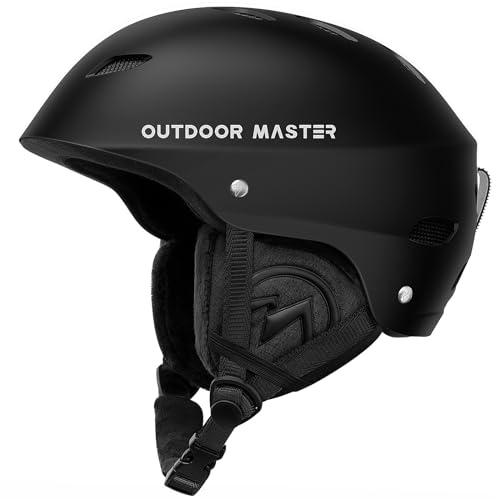OutdoorMaster Kelvin Ski Helmet - Snowboard Helmet for Men, Women & Youth (Black,S)