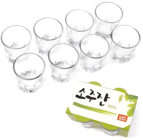 Korean Soju Shot Glasses Set, Also for Whiskey,Tequila,and Liquor, Dishwasher Safe Clarity Glassware, 1.7 oz (8PCS)