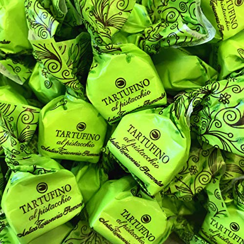 Tartufini al Pistacchio g 500 Antica Torroneria Piemontese - Senza Glutine - Ricetta con Pistacchi selezionati e cioccolato bianco di pregio, eccellenza del gusto Made in Italy