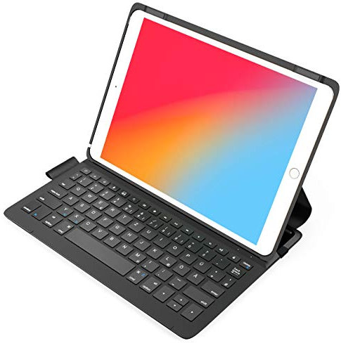 Inateck Ultraleichte Tastatur Hülle für iPad 2021(9th)/2020(8th)/2019(7th) 10.2 Zoll, iPad Air 3 und Pro 10.5, mit Smart Power Knopf, QWERTZ, BK2006