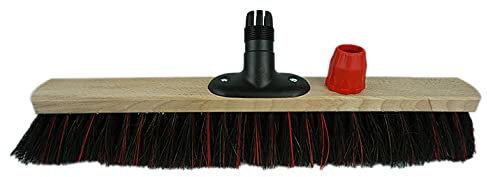 Novaliv Lot de 4 balais de 60 cm I Balai avec manche en bois I Arenga-Elaston Balai de jardin I Balai industriel