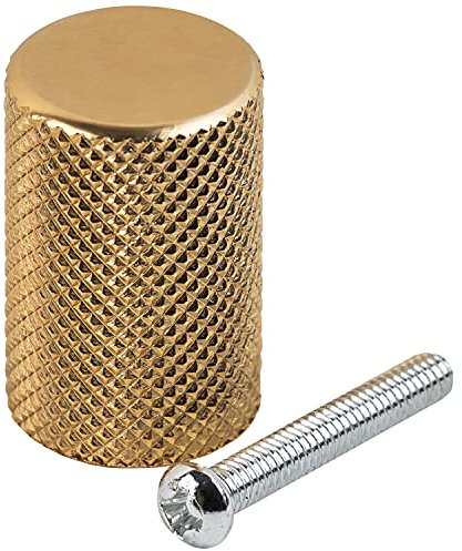 Hausen Knurled Kitchen Cupboard Cylinder Knob, Bedroom/Bathroom/Office Cabinet, Drawer, Unit Handle, 28mm x 18mm, Brushed Brass