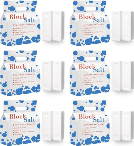 6 pack Water Softener Salt Blocks 100% Genuine Food Grade water softener salt block Compatible to All Water Softener Machine, Best For Laundry Kitchen Dishasher Industrial use Salt Block 6 pack