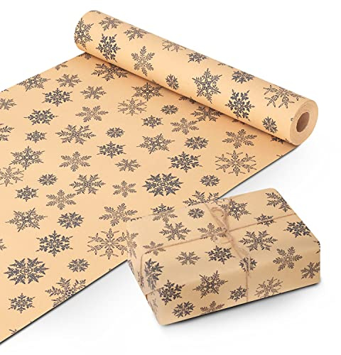 Kraft & Co 2 Pack Christmas Wrapping Paper Roll - Festive Designed Recyclable Kraft Paper, Perfect for Holiday Gifts, Arts & Crafts-Wrapping for a Merry Christmas (44.5cm x 25m) (50m total)
