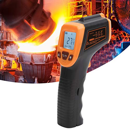 Thermomètre Infrarouge, Pistolet de Température Laser Numérique avec écran LCD, Thermomètre Portatif à Lecture Instantanée pour L'alimentation, Réparations Domiciliaires, Fabrication(Orange)