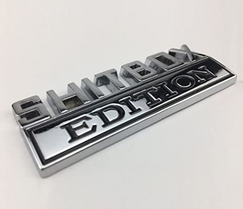 SHITBOX Edition - Auto Fahrzeug KFZ Emblem - Zeichen ist Selbstklebend - Rostlaube, Schrottkarre, ABS Auto Symbol Aufkleber Sticker Abzeichen Marke (Chrom Schwarz)